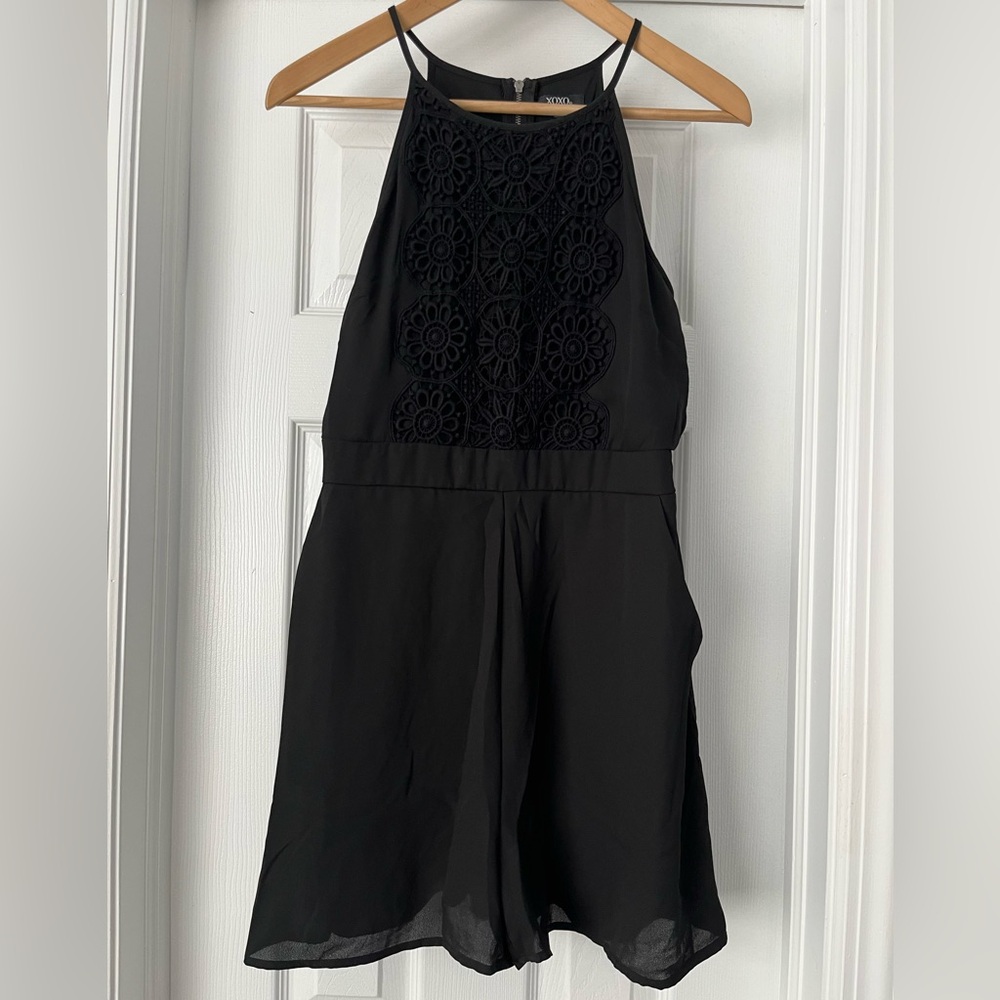 XOXO Black Lace Detail Romper - Size S